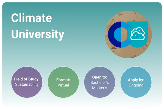 Title card with climate university logo CU