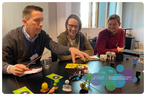 A picture of three Unite! researchers during their co-creation session of the Open Science Policy Forum