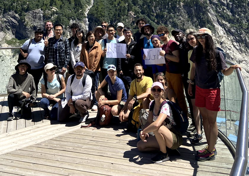 A group of students posing in the Alps