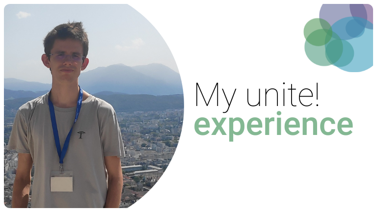 Promotional image Unite! experience showing a picture of a male student.