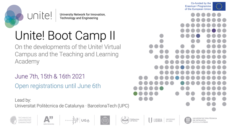 Promotional leaflet of the Unite! Boot Camp II On the developments of the Unite! Virtual Campus and the Teaching and Learning Academy