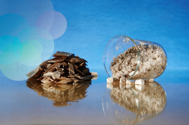 Biomass and hemicellulose on top of a reflective surface
