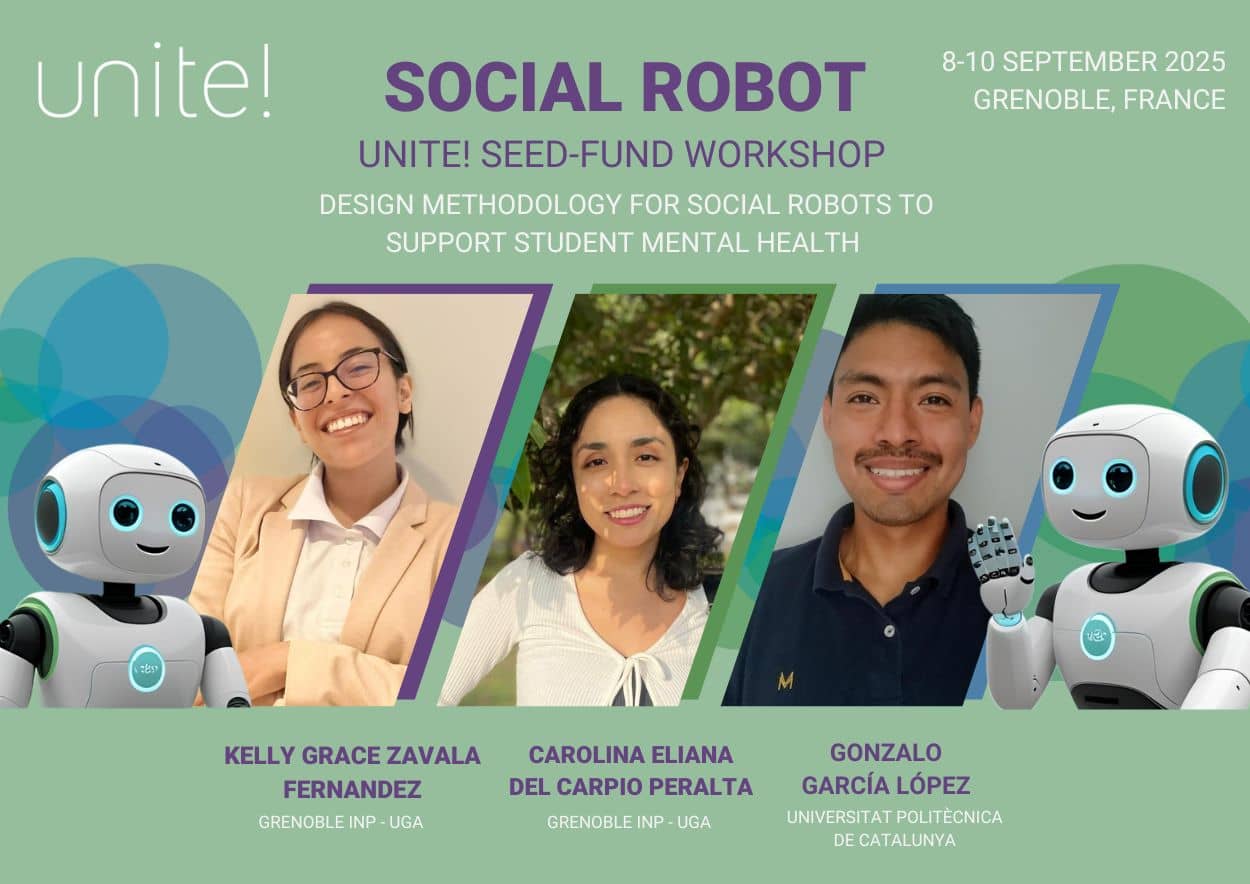 Three students from Grenoble INP - UGA and UPC work together in a robot mental health workshop