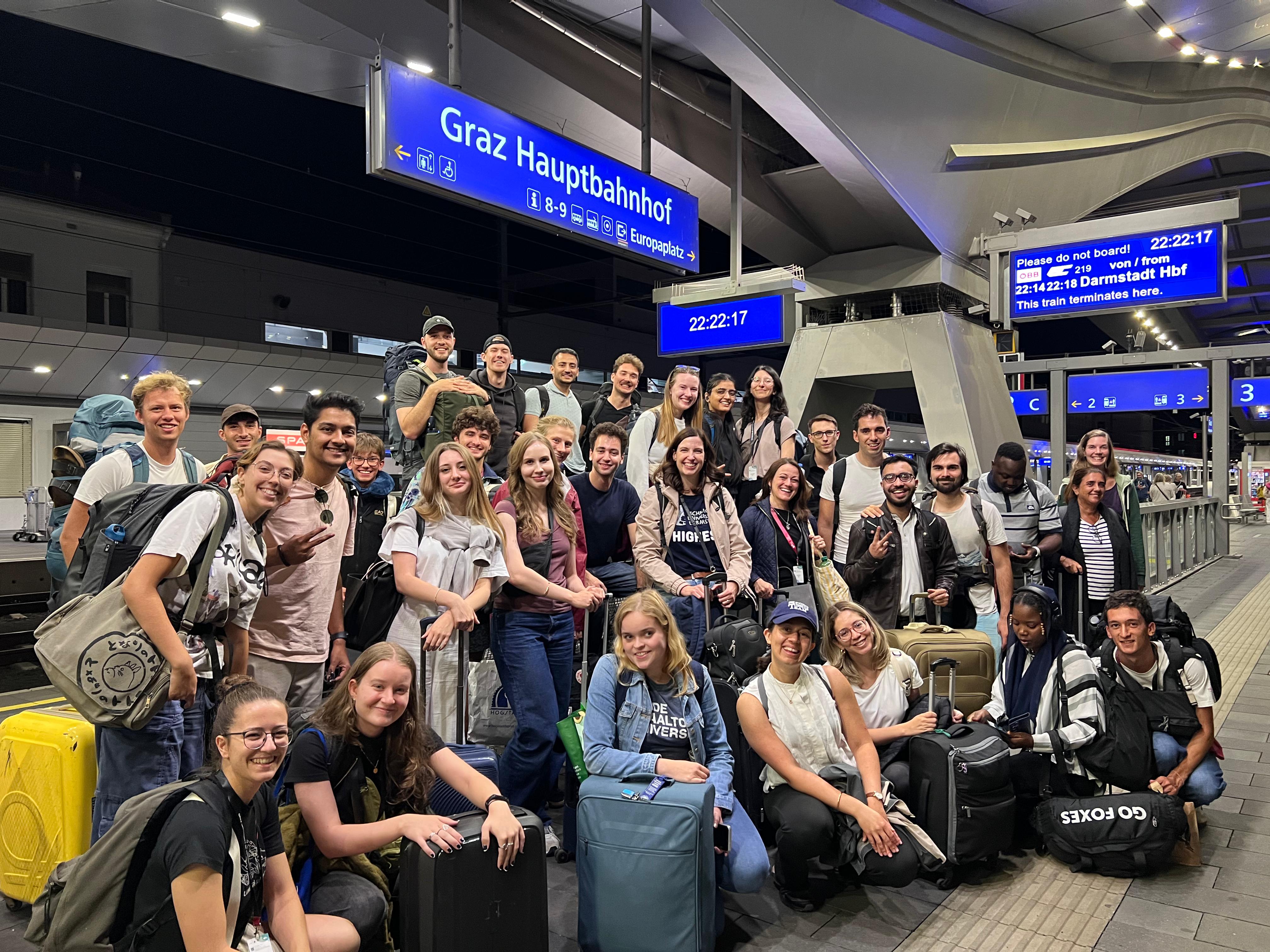 Students embarking on the U!Train in Darmstadt