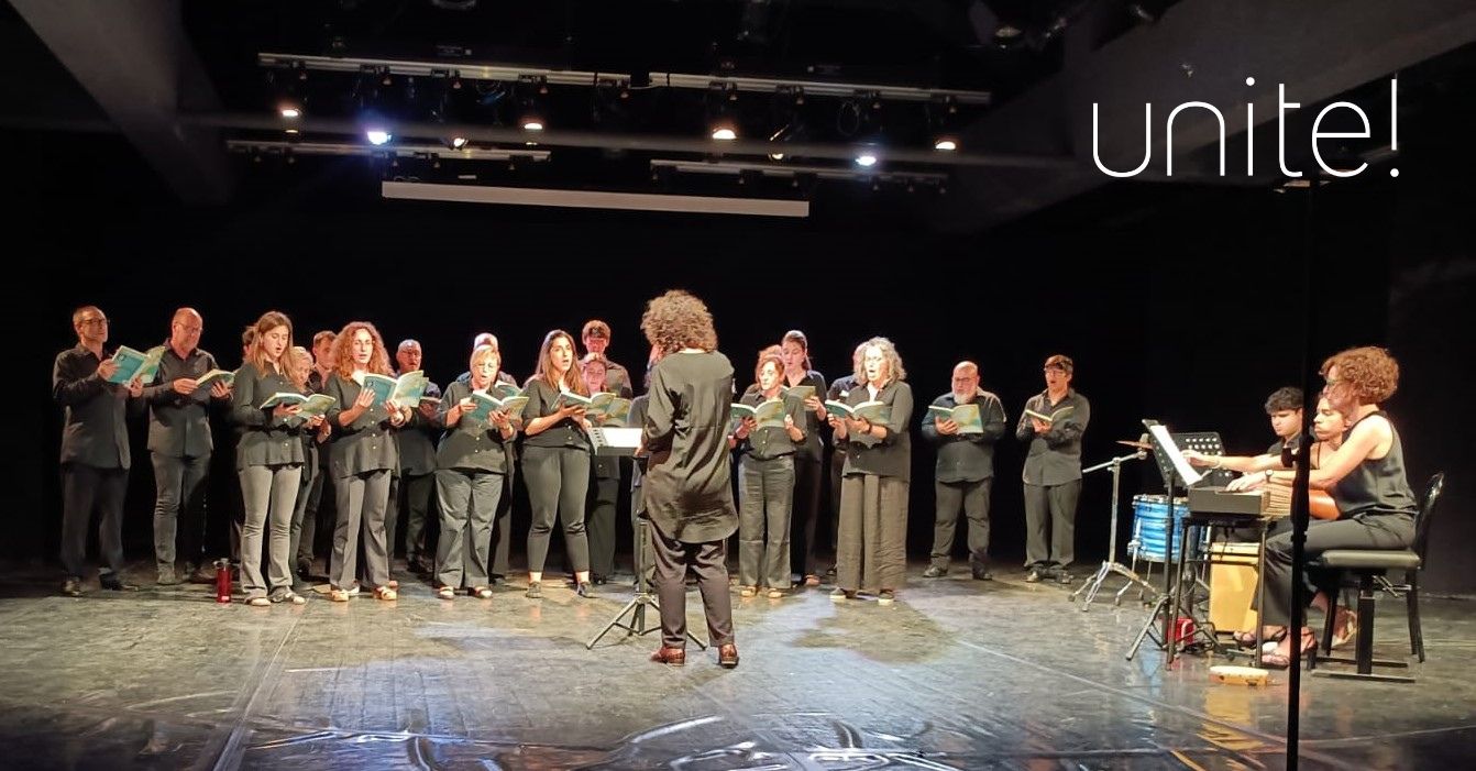 A singing choir on stage